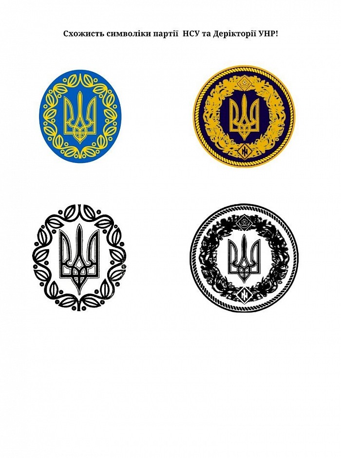 Схожисть  логотипів партії та Дерікторія УНР